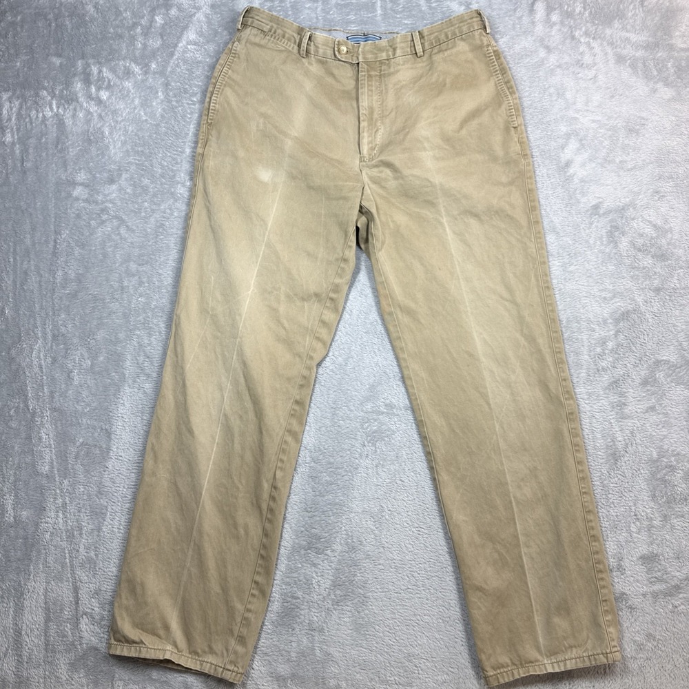 Peter Millar Chino Pants Men 34x30 Tan Pima Cotton Distressed Faded Stained